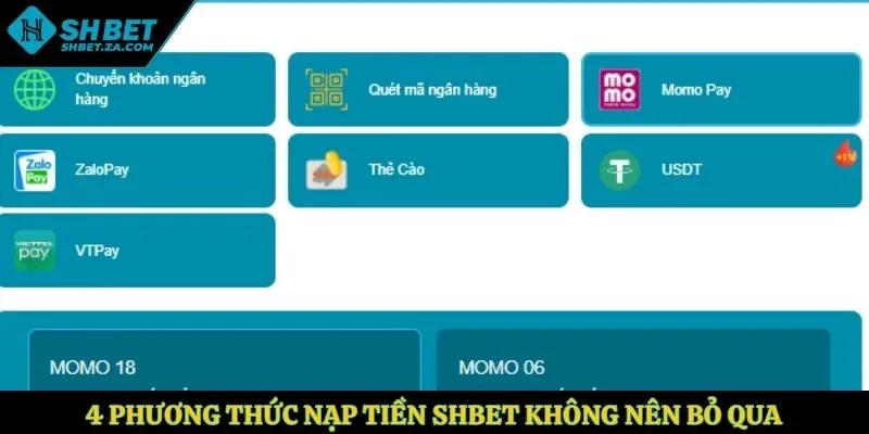 4 phương thức nạp tiền SHBET không nên bỏ qua